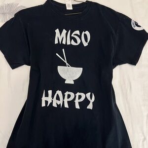 Black 'Miso Happy' Graphic T-Shirt